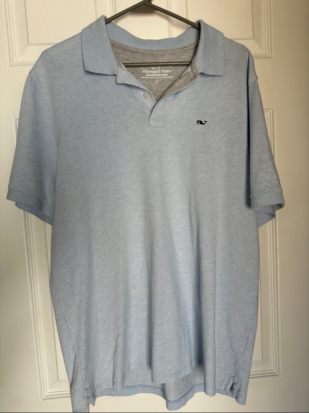 Vineyard Vines Light Blue Men's Polo with Whale Emblem